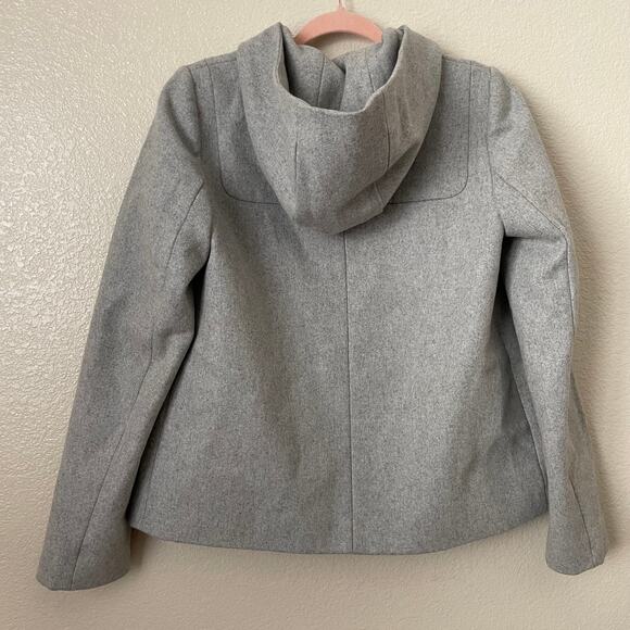 J. Crew Jacket Womens Size 6 Gray Melton Wool Full Zip Hooded Pea Coat Preppy - Picture 9 of 13